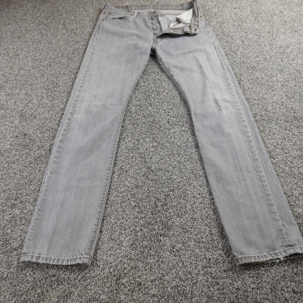 Levis Jeans Mens 33X34 Dark Black Denim Pants 501 XX Button Fly Straight Western